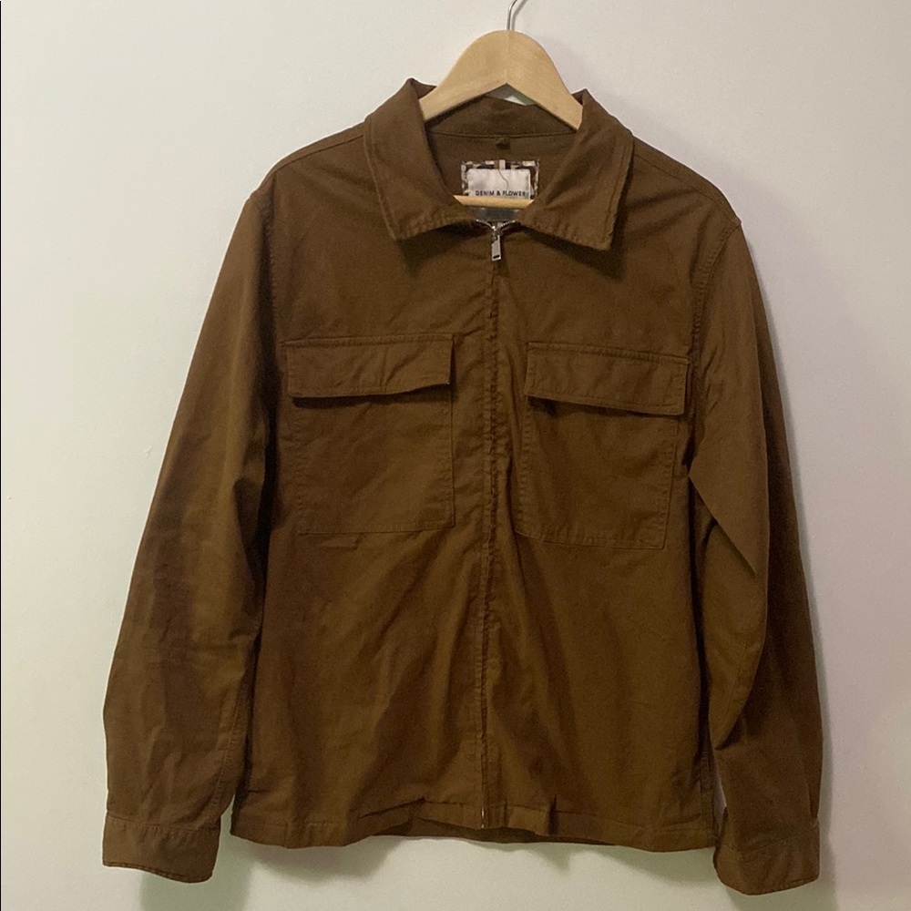 Denim & Flower Brown Lightweight Shirt Jacket
